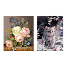 2 Set DIY Painting Kits Drill 5D Diamond Art Kits Diamonds Embroidery  for Home Wall Decor, Flowers & Snow Kitten
