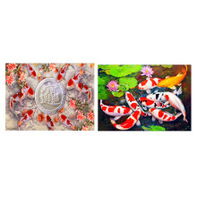 5D Diamond Painting Carp Koi Fish Flower & DIY Diamond Painting By Number Kits, Painting Koi Fish Pond Lotus Paint