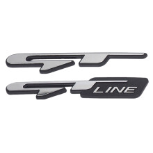 2 Pcs Cool 3D Car Style Sticker Letters Sticker for Rear Trunk Car Doors Stickers , Silver + Black & Silver
