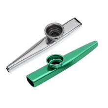 Kazoo Aluminum Alloy Metal With 5 Pcs Gifts Flute Diaphragm For Children Music-Lovers, Green & Silver(2Set)