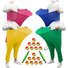 4 Color Team Granny Pants Yard Game Set with 16 Balls 2 Pumps, Outdoor Backyard Group Game for 8+ Players