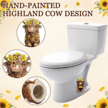 2 Stück Toilettenschraubenabdeckungen mit Hochlandrind-Motiv, Sonnenblumen-Toilettenschraubenkappen, Dekorative Toilettenschraubenabdeckungen,