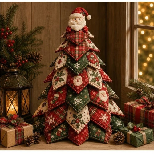 DIY Quilted Christmas Tree Kit, 3D Padded Patchwork Sewing Set for Beginners,Table Office Display, Gift for  Lovers 2