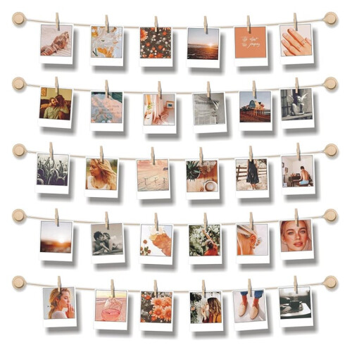 Hanging Photo Display Wall Decor - 30 Clips with Self Adhesive Hooks for Easy Installation 1