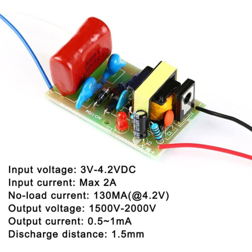 2Pcs - High Voltage Generator Module, 3V-4.2V 3.7V to 1500V-2000V 1800V Arc Pulse Step- Boost Power Board 2