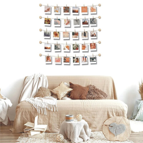 Hanging Photo Display Wall Decor - 30 Clips with Self Adhesive Hooks for Easy Installation 2