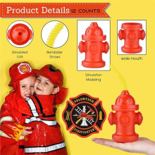 12PCS Fire Hydrant Cups with Lids Straws, 10oz Plastic Party Favors for Firefighter Birthday Decorations