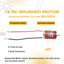 RC Brushed Motor, 540 High Torsion Low Noise Motor 40T-7500rpm 3.17mm D Daxis with 60A Brushed ESC for RC Car