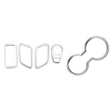 1 Set Interior Mouldings Headlight Frame Cover Trim & 1 Pcs Car Chrome Front Water Cup Holder
