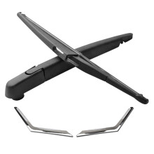 2Pcs Chrome Front Mesh Grille Grill Light Cover Trim with Rear Windshield Wiper Arm Set