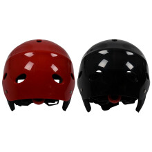 2Pcs Safety Protector Helmet 11 Breathing Holes for Water Sports Kayak Canoe Surf Paddleboard - Black & Red