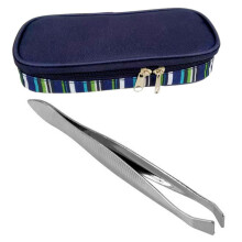 1 Pcs Slanted Flat Tip Metal Hair Eyebrow Tweezer & 1 Pcs Insulin Cooler Case Diabetic Medication Organizer Cooler Bag