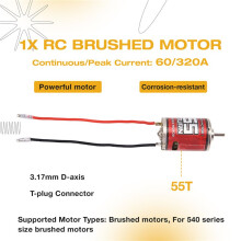 RC Brushed Motor, 540 High Torsion Low Noise Motor 55T-5500rpm 3.17mm D Daxis with 60A Brushed ESC for RC Car