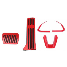 2Pcs No Drilling Accelerator Pedal Covers with 3Pcs Steering Wheel Buttons Frame Cover for 3 6 CX-4 CX-5 16-19