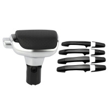 4 Pcs Car Side Door Handle Frame Cover Trim & 1 Pcs Car Automatic Leather Gear Shift Knob Shift Lever