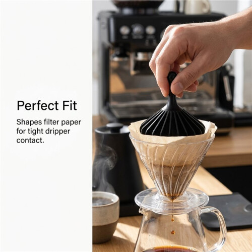 Filter Paper Presser Ribbed Dripper Paper Press Coffee Filter Press Rounded Handle for Coffee Ground Filtration 2