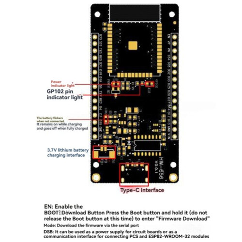 ESP32 4MB Development Board with 1.9in ST7789 170x320 TFT LCD, WiFi+ Module, Type-C Interface