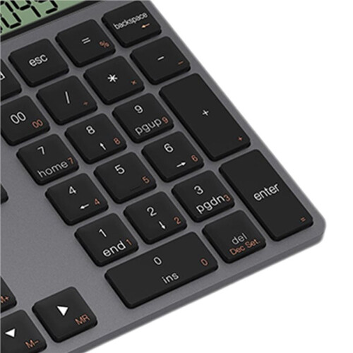 Ergonomic  Dual Mode Wireless Numeric Keyboard with Display Calculator 2in1 Wireless Number Keypad White