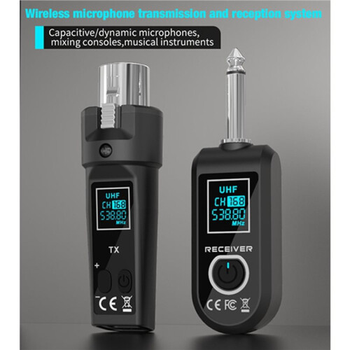 2X UHF Microphone Wireless Converter System XLR Transmitter and Microphone Receiver for Dynamic Condenser Microphone 2