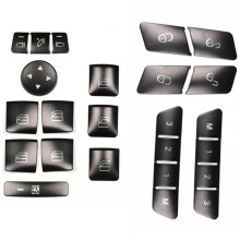 12Pcs Door Memory Lock Stickers for a B C E Class CLA & 12x Window Button Trim Sticker