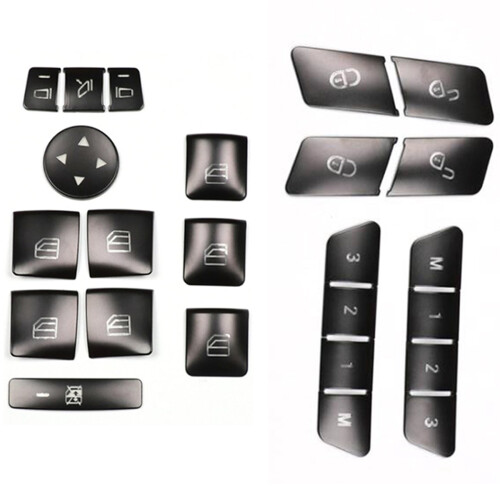 12Pcs Door  Memory Lock  Stickers for   a B C E Class CLA & 12x Window  Button Trim Sticker