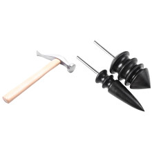 2 Pcs Pointed Tip Narra Leather Burnisher Leather Slicker Tool Drill Sets & 1 Pcs Cobbler Shoe Repair Hammer