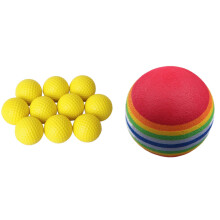 10Pcs Yellow Indoor Practice PU & 50Pcs Swing Training Aids Indoor Practice Sponge Foam Rainbow Balls