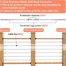 210 Pack Stainless Steel Protector Sleeves for 1/8Inch 5/32Inch or 3/16Inch Cable Railing, Cable Protector Sleeves