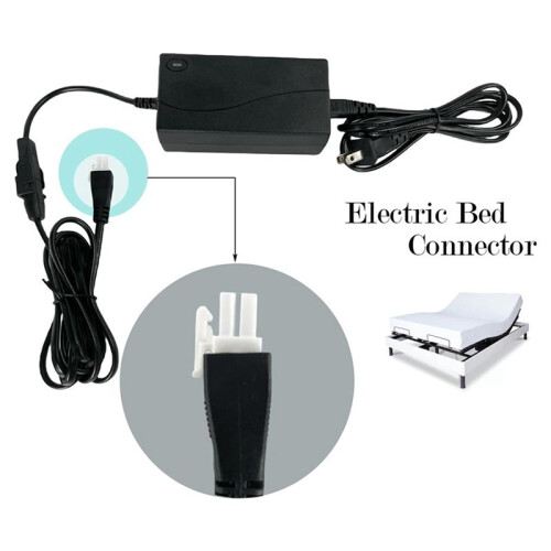2X Adjustable Bed Base Power Supply Adapter,Electric Bed Power Supply Replacement Power Cord Kit US Plug 2
