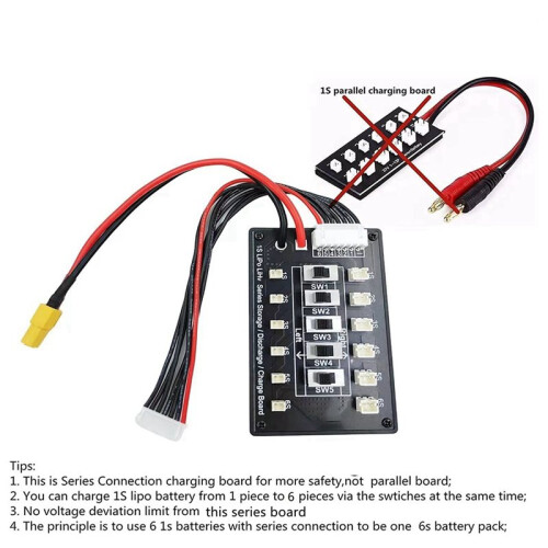 2X 1S Lipo Lithium Battery Serial Charging Board Blade Inductrix Ultra Micro-JST-PH2.0 2