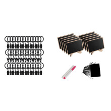 42 Pack Curtain , with Clips, Decorative Curtains Black with 10 Pack Chalkboard Label Signs