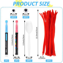 100Sets Fork Kit Include Sporks Red Pipe Cleaners Self Adhesive Googly Eyes and Pens