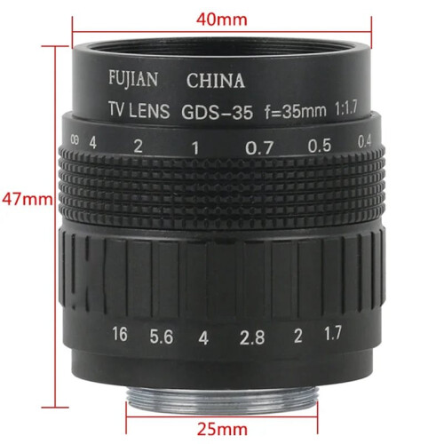 2X Objectif CCTV 35 mm à Monture C pour Caméra de Microscope Vidéo Numérique Industriel Compatible  et USB. 2