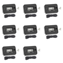 8X Waterproof LCD Display Digital Hour Meter Inductive Timer for Bike Motorcycle ATV Snowmobile Engine, Black