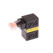 2X 360 Rotatable Network Plug RJ45 Gigabit Adapter 90 Degrees Right Angle Elbow Universal Male to Female Converter