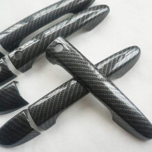 2 Pcs Keyless Engine Push Start Button & 8 Pcs Carbon Fiber Style Door Handle Cover Trim