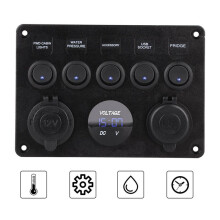 5X 5 Gang 12V/24V Inline-Fuse Box LED Panel Dual USB Car Boat Truck