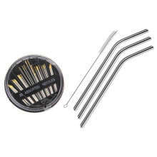 30Pcs Assorted Hand Sewing Needles Embroidery Mending Quilt Sew Case & 3 Pcs Reusable Stainless Steel Metal Drinking Straw Reusable Straws + 1