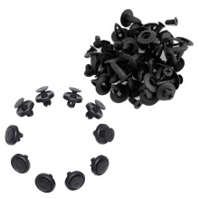 30Pcs 6mm Hole Dia Black Plastic Rivets Fastener Bumper Push & 10Pcs 7mm Bumper Trim Clip Panels for Engine Shields Cover