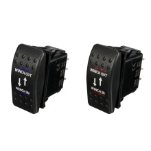 2 Pcs 12V 20A Winch in Winch Out -OFF- Rocker 7 Pin LED , Red &