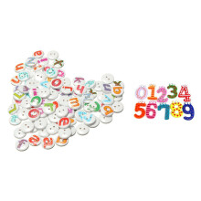 100Pcs Mixed Painted Letter Alphabet Wooden Sewing Button Scrapbooking with Funky Fun Colorful Magnetic Numbers Wooden Fridge Magnets Kids Educational