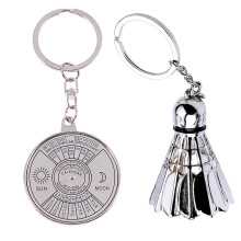 1Pcs Metal Badminton Key Chain Tournament Souvenir Key Chain & 1Pcs Perpetual Calendar Keyring Keychain Unique Metal Key Chain