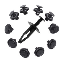 10X 7mmBumper Trim Clip Panels for Engine Shields Cover with 25Pcs Plastic Rivets Fastener Car Bumper Push Clips 32mm Long Black