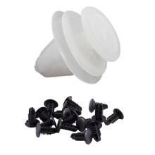 10x Car Door Panel Mounting Clips White for 206 207 1007 307 & 16Pcs Plastic Rivets Clip 4mm X 5mm X 15mm Black