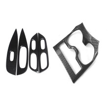 Carbon Fiber Car Water Cup Holder Cover with ABS Window Control Panel Glass Lift Cover Trim Car-Styling Accessories