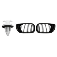 2 Set Car Accessories: 1 Set Door Panel Clips with Seal & 1 Set Front Bumper Kidney Sport Grille Grill