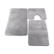 Memory Foam 3 Pc Bath Mat Pedestal Set Absorbent Non Slip Bathroom Toilet Rug