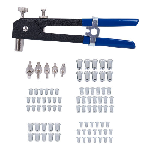86Pcs Threaded Nut Rivet M3-M8 Insert Tool Riveter Rivnut Nutsert Riveting Kit