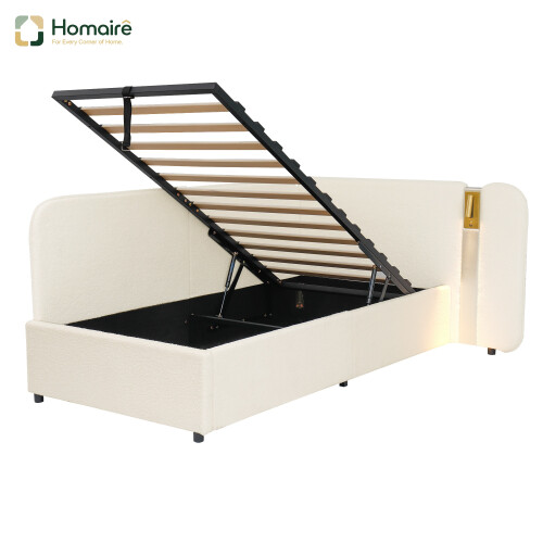 HOMAIRE 3FT Beige Bouclé Daybed with Storage