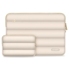 Custodia imbottita Tech-Protect per laptop da 13-14" con tasca per accessori - Beige